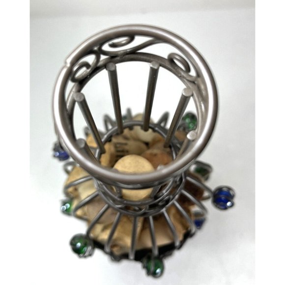 Cork Holder with Corks Decorative Caged Taupe Wine Bottle Shaped - Picture 8 of 14